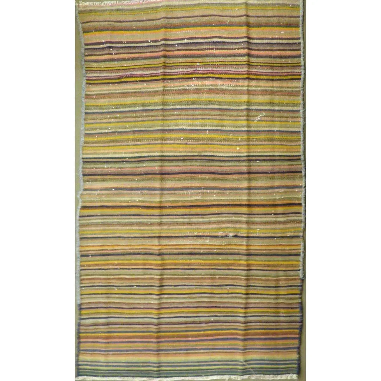 One Of The Kind Authentic Hand-Knotted Sanandaj Vintage Kilim 7'6" X 3'9"